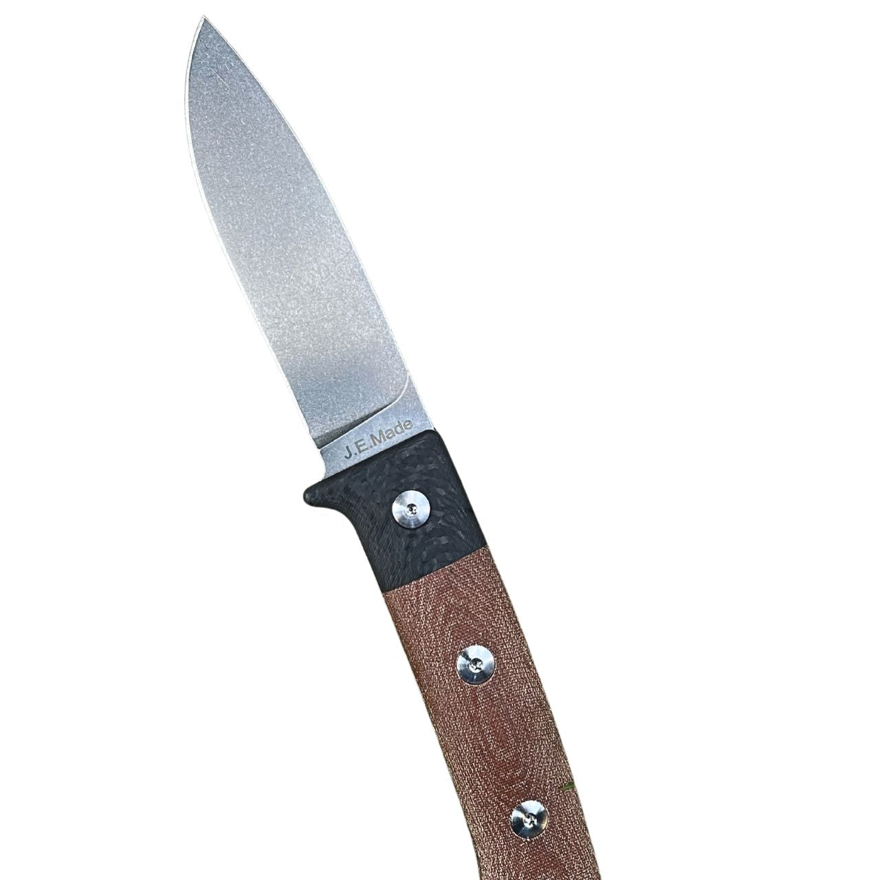 JEMade Loveless-Style Hunter knife with tapered tang and G10 carbon handle and kydex sheath